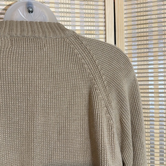 Ms Casuals Vintage 1990s Tan Mock Turtleneck Loose Knit Cardigan Sweater Small - Picture 12 of 16